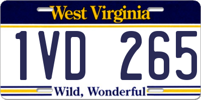 WV license plate 1VD265