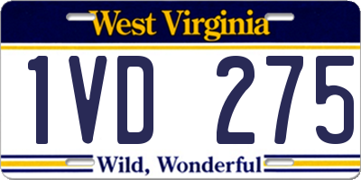 WV license plate 1VD275