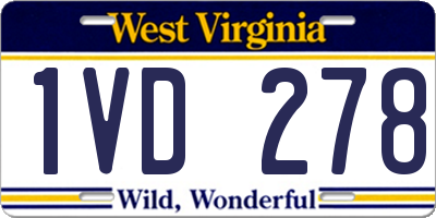 WV license plate 1VD278