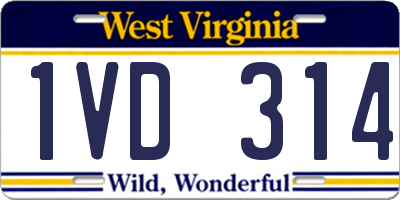 WV license plate 1VD314