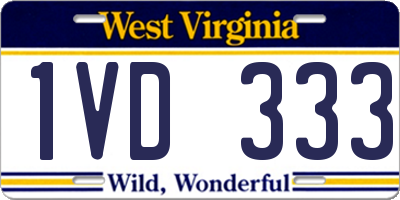 WV license plate 1VD333