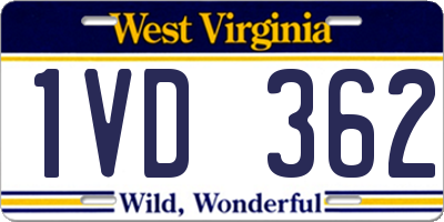 WV license plate 1VD362