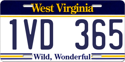 WV license plate 1VD365