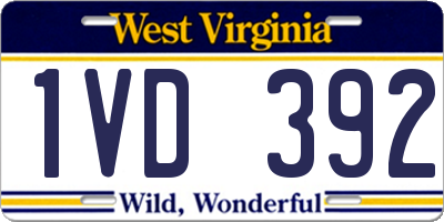 WV license plate 1VD392