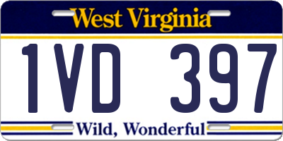 WV license plate 1VD397