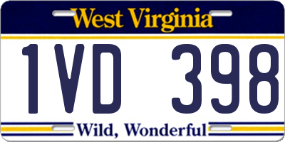 WV license plate 1VD398