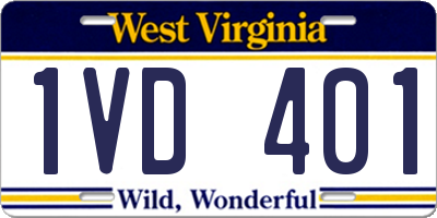 WV license plate 1VD401