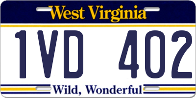 WV license plate 1VD402