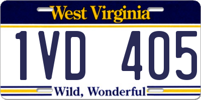 WV license plate 1VD405