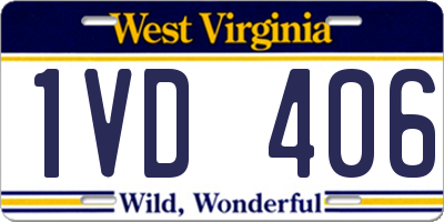 WV license plate 1VD406