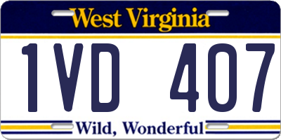 WV license plate 1VD407