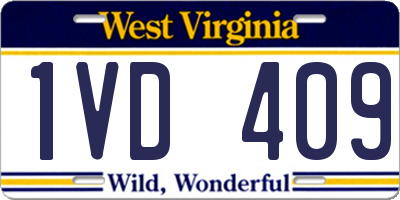 WV license plate 1VD409