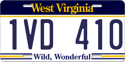 WV license plate 1VD410