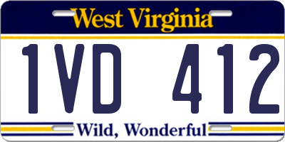 WV license plate 1VD412