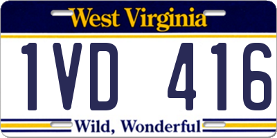 WV license plate 1VD416