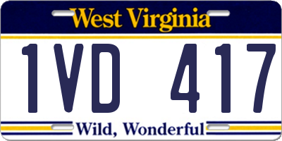 WV license plate 1VD417