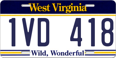 WV license plate 1VD418