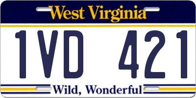 WV license plate 1VD421