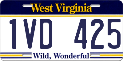 WV license plate 1VD425