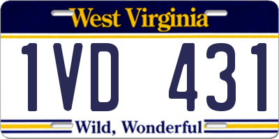 WV license plate 1VD431