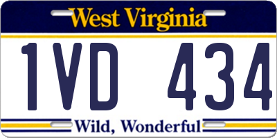 WV license plate 1VD434
