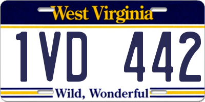 WV license plate 1VD442