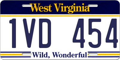 WV license plate 1VD454