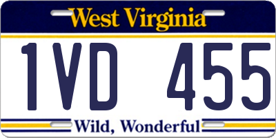 WV license plate 1VD455