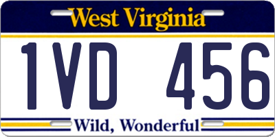 WV license plate 1VD456