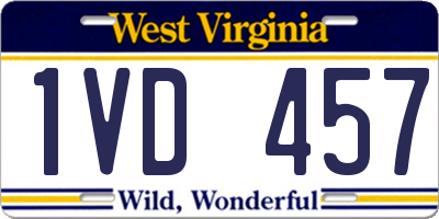 WV license plate 1VD457