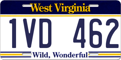 WV license plate 1VD462