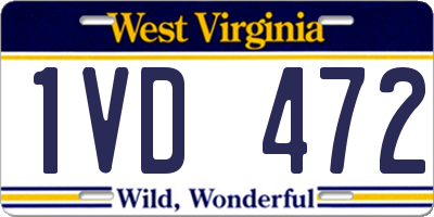 WV license plate 1VD472