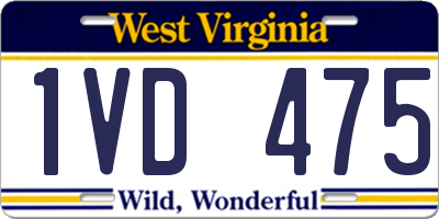WV license plate 1VD475