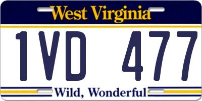 WV license plate 1VD477