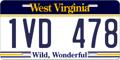 WV license plate 1VD478