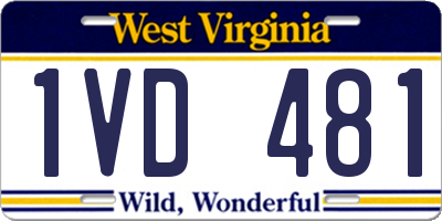 WV license plate 1VD481