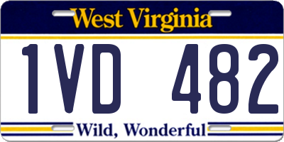 WV license plate 1VD482