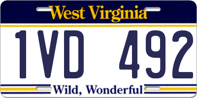 WV license plate 1VD492