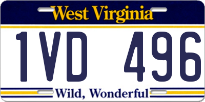 WV license plate 1VD496