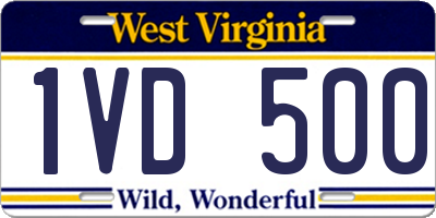 WV license plate 1VD500