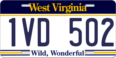 WV license plate 1VD502