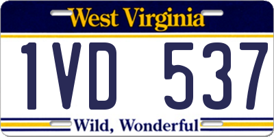 WV license plate 1VD537