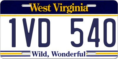WV license plate 1VD540