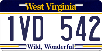 WV license plate 1VD542