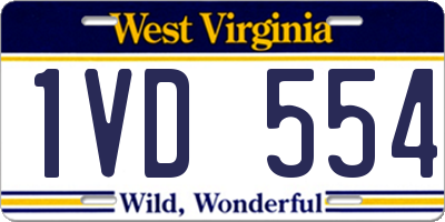 WV license plate 1VD554