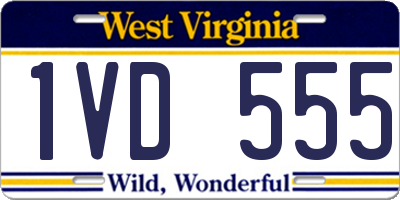 WV license plate 1VD555