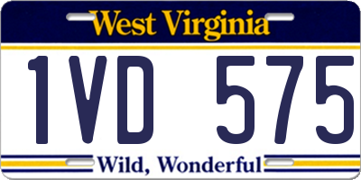 WV license plate 1VD575
