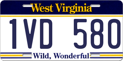 WV license plate 1VD580