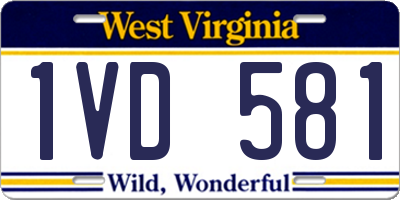 WV license plate 1VD581