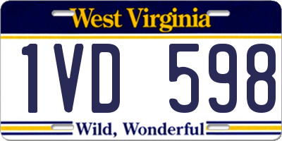 WV license plate 1VD598